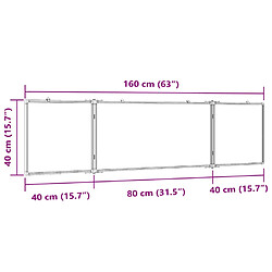 vidaXL Tableau blanc magnétique pliable 160x40x1,7 cm aluminium pas cher