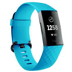 Shot Bracelet Silicone pour FITBIT Charge 3 Taille L 105-133mm Grand Poignet Sport (BLEU)