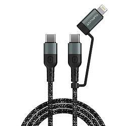 Câble 2 en 1 Lightning + USB-C Transfert Charge 1.5m 4Smarts ComboCord CL Noir