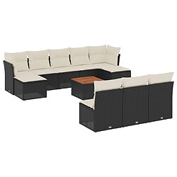 Maison Chic Salon de jardin 11 pcs avec coussins | Ensemble de Table et chaises | Mobilier d'Extérieur noir résine tressée -GKD53818