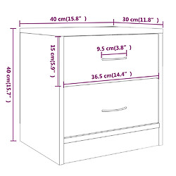 vidaXL Tables de chevet 2 pcs chêne fumé 40x30x40 cm bois d'ingénierie pas cher