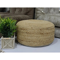 Vente-Unique Pouf tressé en jute et coton naturel KIRIGAN