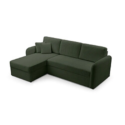 Bestmobilier Pocatello - canapé d'angle réversible 4 places - convertible avec coffre - en tissu bouclette Pocatello - canapé d'angle réversible 4 places - convertible avec coffre - en tissu bouclette - Vert