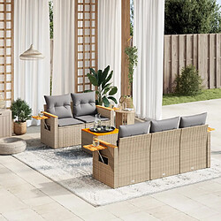 vidaXL Salon de jardin avec coussins 6 pcs beige résine tressée 