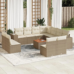 Maison Chic Salon de jardin avec coussins 12 pcs | Ensemble de Table et chaises | Mobilier d'Extérieur beige résine tressée -GKD94357