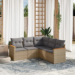 vidaXL Salon de jardin avec coussins 5pcs mélange beige résine tressée 