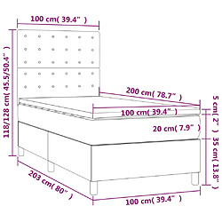 vidaXL Sommier à lattes de lit avec matelas Noir 100x200 cm Tissu pas cher