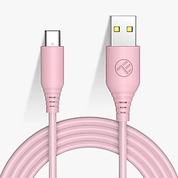 Câble de données en silicone Tellur, USB vers Type-C, 3A, 1m, rose