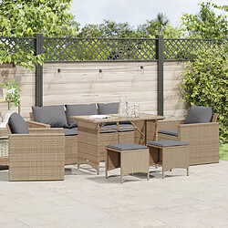 vidaXL Salon de jardin avec coussins 6 pcs beige résine tressée