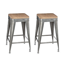 Atmosphera, Createur D'Interieur Lot de 2 tabourets de bar Joris Hispter Home - Gris - Atmosphera 