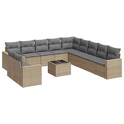 Maison Chic Salon de jardin avec coussins 12 pcs | Ensemble de Table et chaises | Mobilier d'Extérieur beige résine tressée -GKD44640