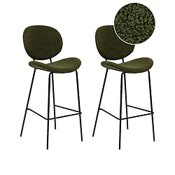 Beliani Tabouret de bar Set de 2 Bouclé Vert foncé LUANA