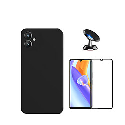 Kit de film en verre trempé de la couverture 5D + couvercle de silicone liquide + SuppOrt Magnétique Phonecare pour Samsung Galaxy A05 - le noir