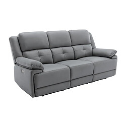 Vente-Unique Canapé 3 places relax électrique en tissu gris DOLENE