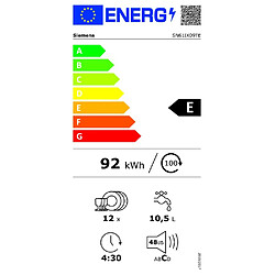 Lave-vaisselle 60cm 12 couverts 48db tout intégrable - SN61IX09TE - SIEMENS