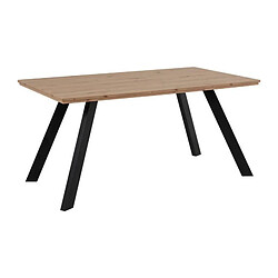 Table a manger KONSTANZ - Rectangulaire - Pieds en métal - Décor chene artisan et noir - 8 Personnes - L160 x H75 x P90 cm 