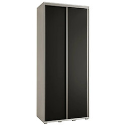 Abiks Meble Armoire à portes coulissantes Davos 1 235.2 x 110 x 45 2 portes coulissante (Blanc/Noir/Argent)