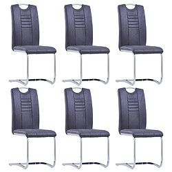 Decoshop26 Lot de 6 chaises de salle à manger cuisine cantilever design moderne synthétique daim gris CDS022289