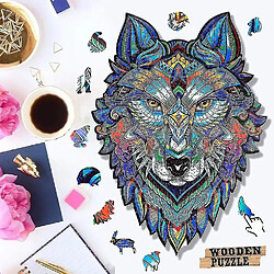 Universal A4 taille 3D Puzzle en bois en bois pour adultes et enfants 10+ (Wolf 21x35cm A4) 