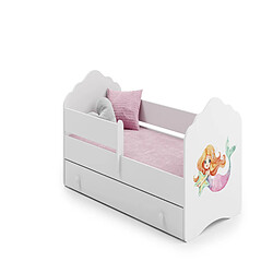 HT MEUBLES Lit enfant fille FIONA avec tiroir balustrade et matelas inclus