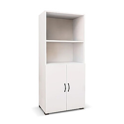 Armoire Multifonction Catter House Atenas 143 de 60x32x143 cm avec 2 Étagères, 2 Portes Inférieures et de Couleur Blanche 