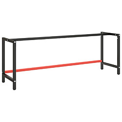 vidaXL Cadre de banc de travail Noir et rouge mat 220x57x79 cm Métal 