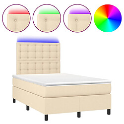 vidaXL Sommier à lattes de lit et matelas et LED Crème 120x200cm Tissu