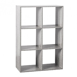 Pegane Etagère avec 6 cases en panneaux de particules coloris gris - Longueur 67 x Profondeur 32 x Hauteur 100 cm