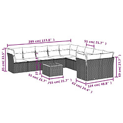 Avis vidaXL Salon de jardin 11 pcs avec coussins gris résine tressée