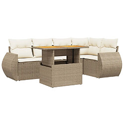 vidaXL Salon de jardin avec coussins 6 pcs beige résine tressée