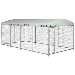 Helloshop26 Chenil extérieur cage enclos parc animaux chien extérieur avec toit pour chiens 8 x 4 x 2 m 02_0000458 