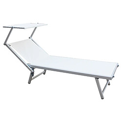 Mobili Rebecca Chaise Longue De Plage En Aluminium Textilène Blanc 38x186x61