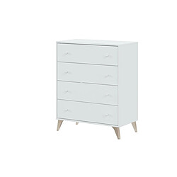 Loungitude Commode scandinave ZORA 4 tiroirs Commode scandinave ZORA 4 tiroirs L77,5cm X P40cm x H95cm - Blanc