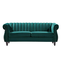 Acheter Vente-Unique Canapé chesterfield 3 places en velours vert émeraude TRUMBO