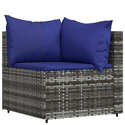 Avis vidaXL Salon de jardin 4 pcs avec coussins Gris Résine tressée