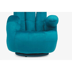 Vente-Unique Fauteuil main pivotant CATCHY en velours - Bleu canard pas cher