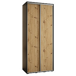 Abiks Meble Armoire à portes coulissantes Davos 1 235.2 x 110 x 45 2 portes coulissante (Noir/Chêne artisan/Argent)