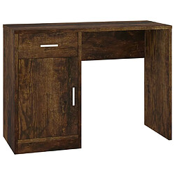 Maison Chic Bureau solide,Table de travail,Bureau d'ordinateur avec tiroir et armoire Chêne fumé 100x40x73 cm -GKD64115