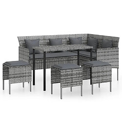 Maison Chic Ensemble de canapés en L 5pcs, Canapé droit pour salon, Sofa Relax avec coussins Résine tressée Gris -GKD691104