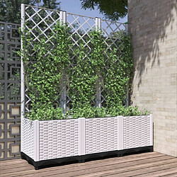 Maison Chic Jardinière,Bac à fleurs avec treillis - pot de fleur Blanc 120x40x136 cm PP -GKD62039