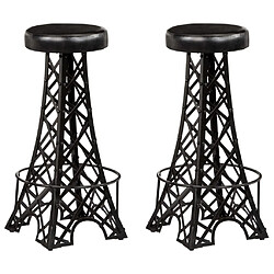 vidaXL Tabourets de bar lot de 2 cuir véritable 