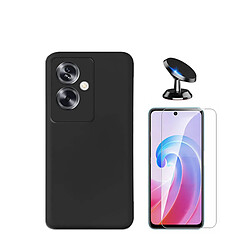 Kit de film en verre trempé de la couverture 5D + couvercle de silicone liquide + SuppOrt Magnétique Phonecare pour Oppo A79 5G - le noir