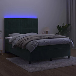 Avis vidaXL Sommier à lattes de lit matelas et LED Vert foncé 140x200 cm