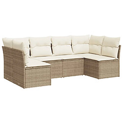 vidaXL Salon de jardin avec coussins 6 pcs beige résine tressée