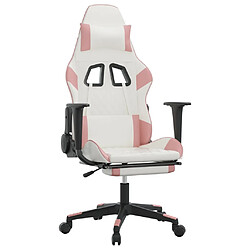 vidaXL Chaise de jeu avec repose-pied Blanc et rose Similicuir