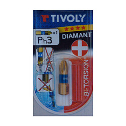 Embout de vissage - Bi-torsion Diamant - PH 3 - Vis Philips 25 mm - TIVOLY Diamètre : 5 / 5.7 mm Pour vissage exigeant et en grande série