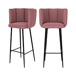 Rendez Vous Deco Chaise de bar Rosy en velours rose 75 cm (lot de 2) 