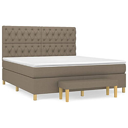 vidaXL Sommier à lattes de lit avec matelas Taupe 160x200 cm Tissu