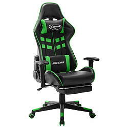 Maison Chic Chaise de jeu, Chaise gaming avec repose-pied, Fauteuil gamer,Chaise de Bureau Noir et vert Cuir artificiel -GKD83421