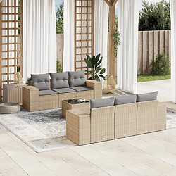 vidaXL Salon de jardin avec coussins 7 pcs beige résine tressée 